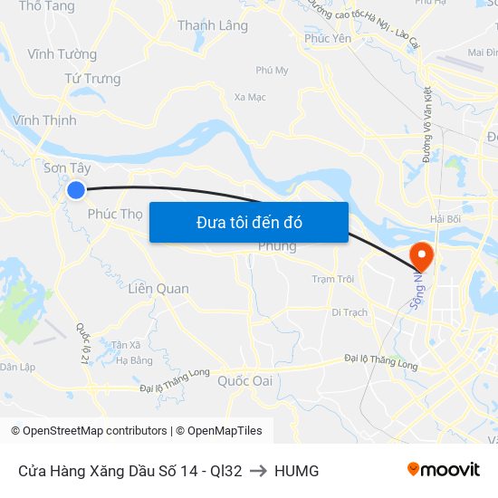 Cửa Hàng Xăng Dầu Số 14 - Ql32 to HUMG map