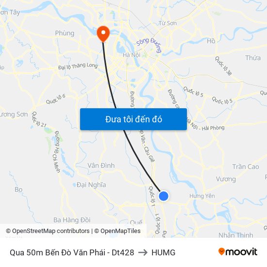 Qua 50m Bến Đò Văn Phái - Dt428 to HUMG map