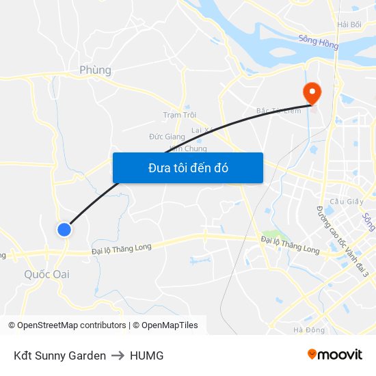 Kđt Sunny Garden to HUMG map