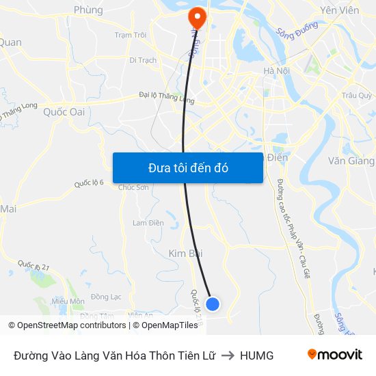 Đường Vào Làng Văn Hóa Thôn Tiên Lữ to HUMG map