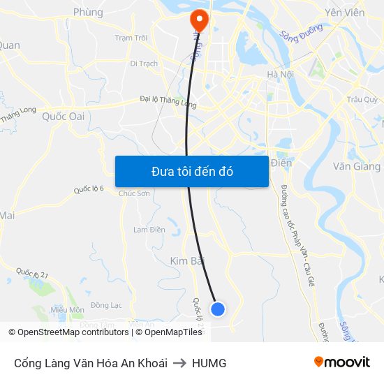 Cổng Làng Văn Hóa An Khoái to HUMG map