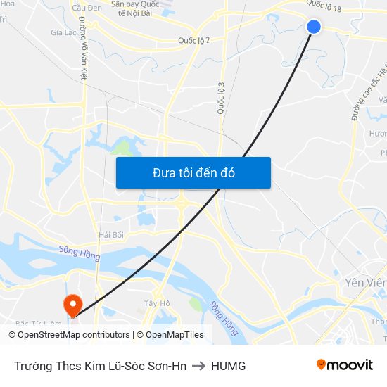 Trường Thcs Kim Lũ-Sóc Sơn-Hn to HUMG map