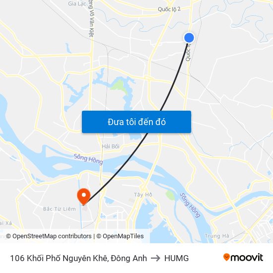 106 Khối Phố Nguyên Khê, Đông Anh to HUMG map