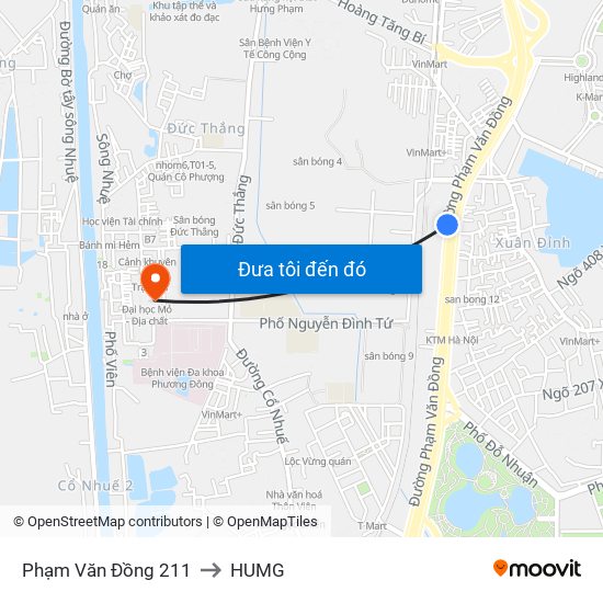 Phạm Văn Đồng 211 to HUMG map