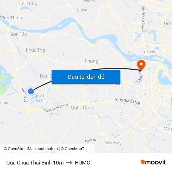 Qua Chùa Thái Bình 10m to HUMG map