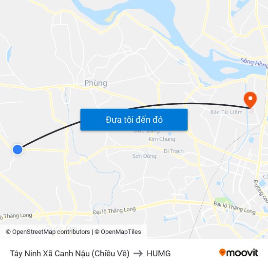 Tây Ninh Xã Canh Nậu (Chiều Về) to HUMG map