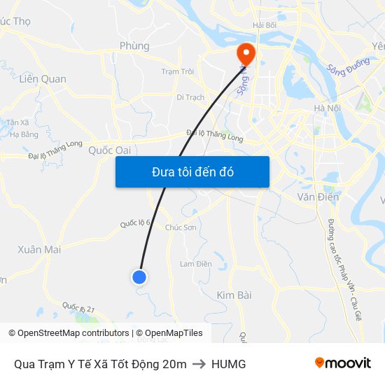 Qua Trạm Y Tế Xã Tốt Động 20m to HUMG map