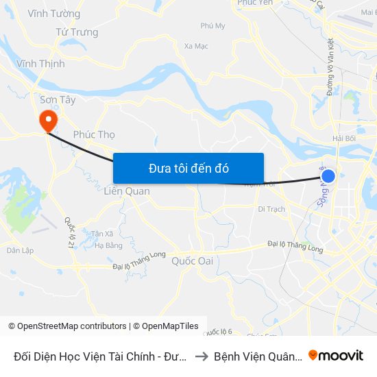 Đối Diện Học Viện Tài Chính - Đường Đức Thắng to Bệnh Viện Quân đội 105 map