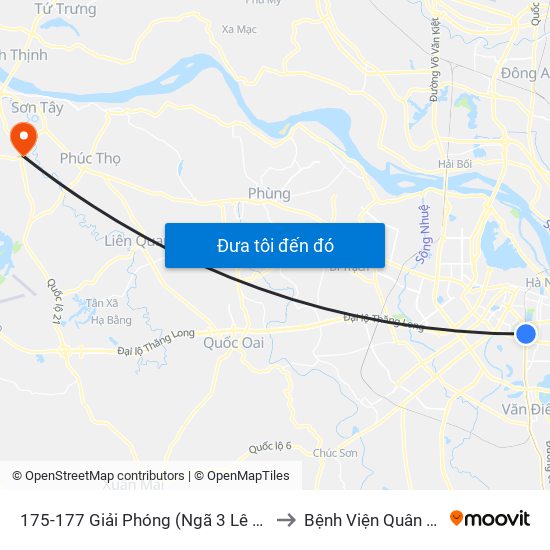 175-177 Giải Phóng (Ngã 3 Lê Thanh Nghị) to Bệnh Viện Quân đội 105 map