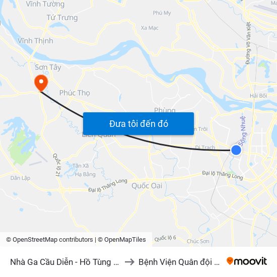 Nhà Ga Cầu Diễn - Hồ Tùng Mậu to Bệnh Viện Quân đội 105 map