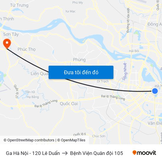 Ga Hà Nội - 120 Lê Duẩn to Bệnh Viện Quân đội 105 map