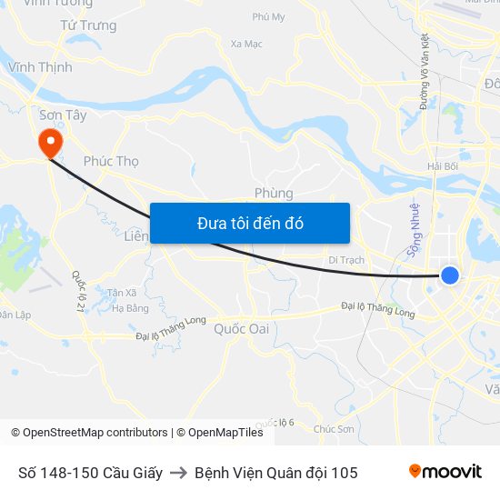 Số 148-150 Cầu Giấy to Bệnh Viện Quân đội 105 map