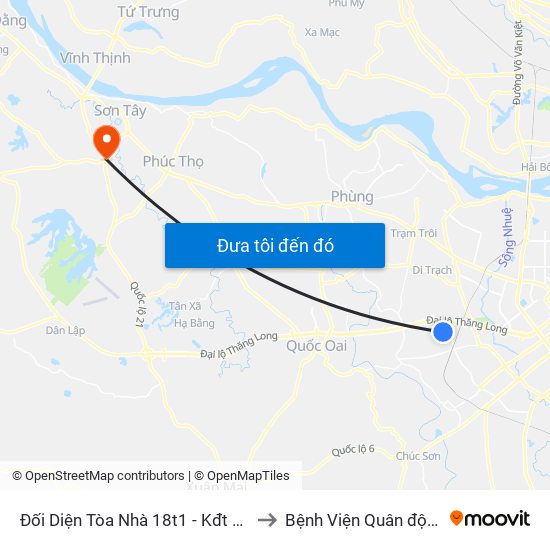 Đối Diện Tòa Nhà 18t1 - Kđt Sudico to Bệnh Viện Quân đội 105 map