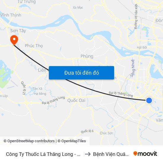 Công Ty Thuốc Lá Thăng Long - 235 Nguyễn Trãi to Bệnh Viện Quân đội 105 map