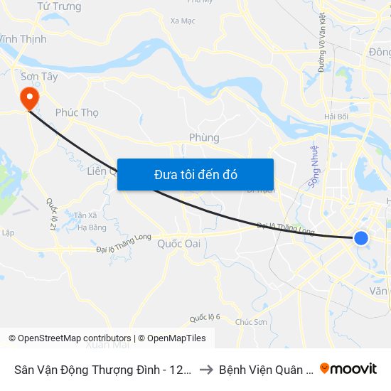 Sân Vận Động Thượng Đình - 129 Nguyễn Trãi to Bệnh Viện Quân đội 105 map