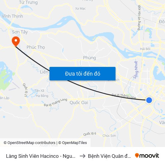 Làng Sinh Viên Hacinco - Nguyễn Tuân to Bệnh Viện Quân đội 105 map