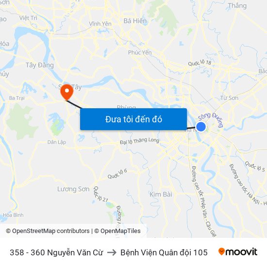 358 - 360 Nguyễn Văn Cừ to Bệnh Viện Quân đội 105 map