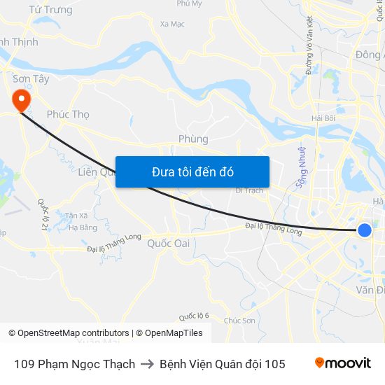 109 Phạm Ngọc Thạch to Bệnh Viện Quân đội 105 map