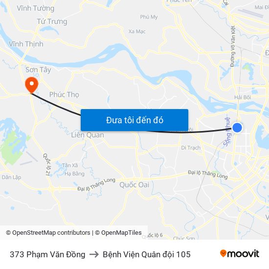 373 Phạm Văn Đồng to Bệnh Viện Quân đội 105 map