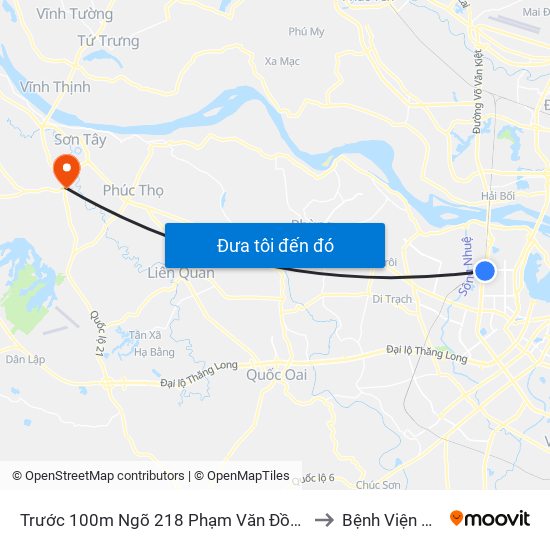 Trước 100m Ngõ 218 Phạm Văn Đồng (Đối Diện Công Viên Hòa Bình) to Bệnh Viện Quân đội 105 map