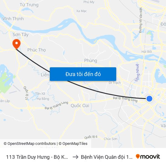 113 Trần Duy Hưng - Bộ Khcn to Bệnh Viện Quân đội 105 map