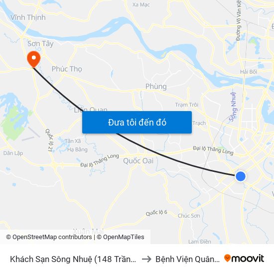 Khách Sạn Sông Nhuệ (148 Trần Phú- Hà Đông) to Bệnh Viện Quân đội 105 map