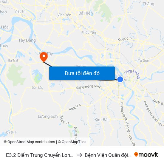 E3.2 Điểm Trung Chuyển Long Biên to Bệnh Viện Quân đội 105 map