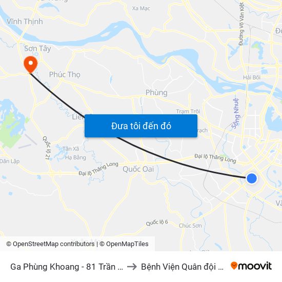 Ga Phùng Khoang - 81 Trần Phú to Bệnh Viện Quân đội 105 map