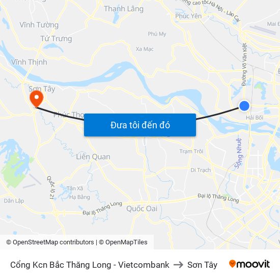 Cổng Kcn Bắc Thăng Long - Vietcombank to Sơn Tây map