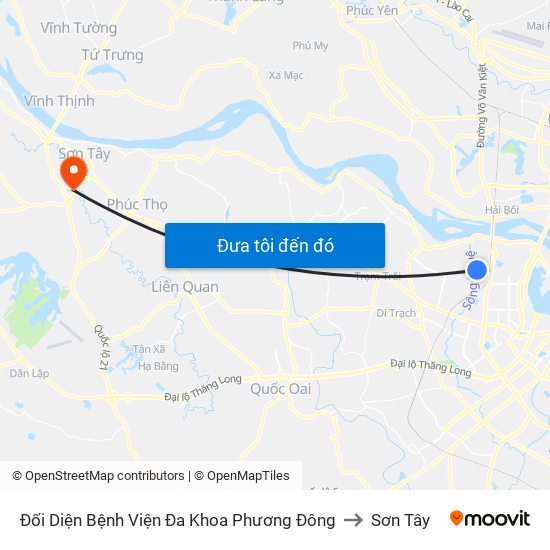 Đối Diện Bệnh Viện Đa Khoa Phương Đông to Sơn Tây map