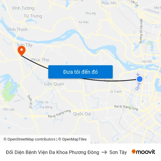 Đối Diện Bệnh Viện Đa Khoa Phương Đông to Sơn Tây map