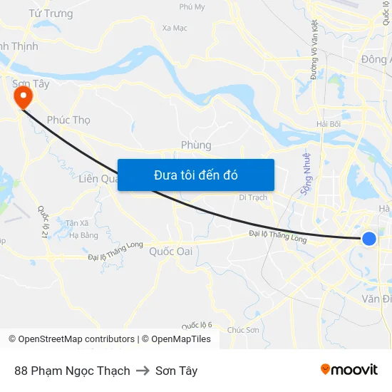 88 Phạm Ngọc Thạch to Sơn Tây map