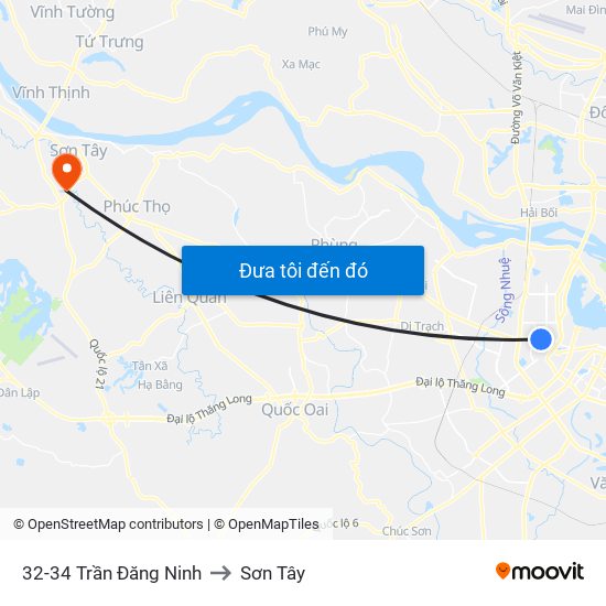 32-34 Trần Đăng Ninh to Sơn Tây map