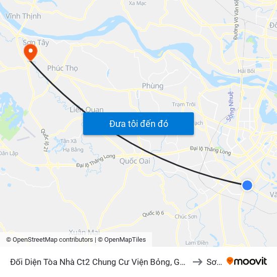 Đối Diện Tòa Nhà Ct2 Chung Cư Viện Bỏng, Gần Ngã Ba Yên Xá - Phùng Hưng (Hà Đông) to Sơn Tây map