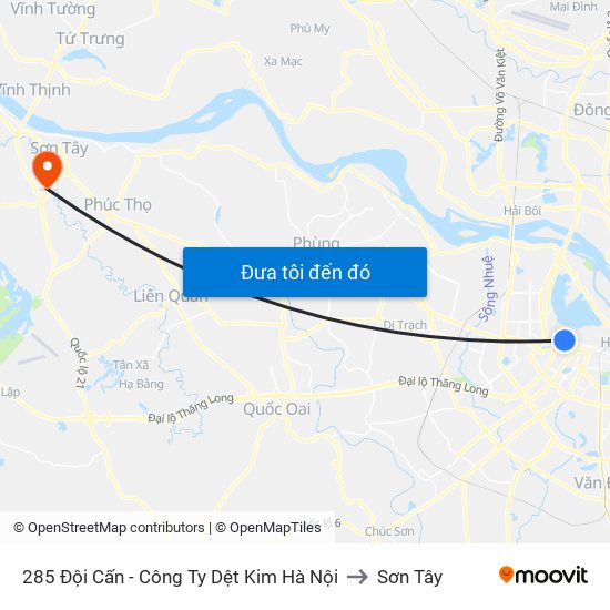 285 Đội Cấn - Công Ty Dệt Kim Hà Nội to Sơn Tây map