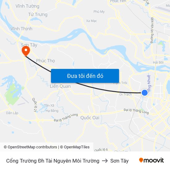 Cổng Trường Đh Tài Nguyên Môi Trường to Sơn Tây map