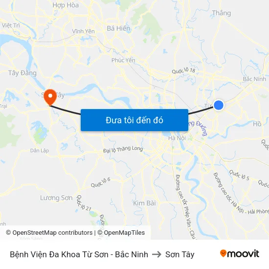 Bệnh Viện Đa Khoa Từ Sơn - Bắc Ninh to Sơn Tây map
