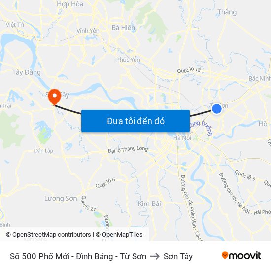 Số 500 Phố Mới - Đình Bảng - Từ Sơn to Sơn Tây map