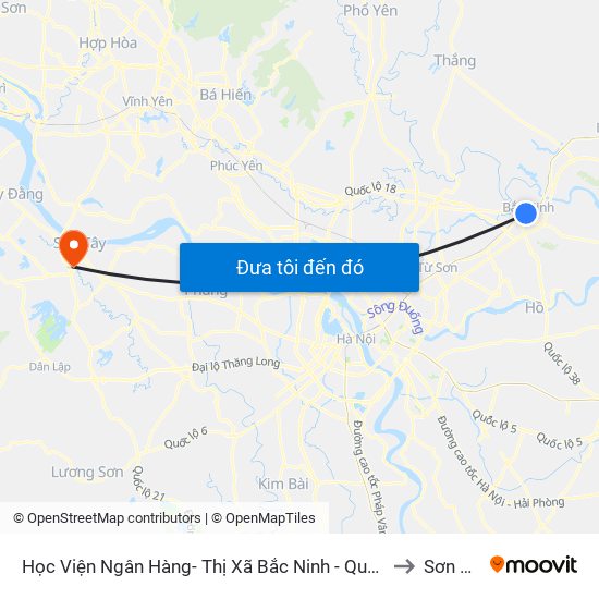 Học Viện Ngân Hàng- Thị Xã Bắc Ninh - Quốc Lộ 1 to Sơn Tây map