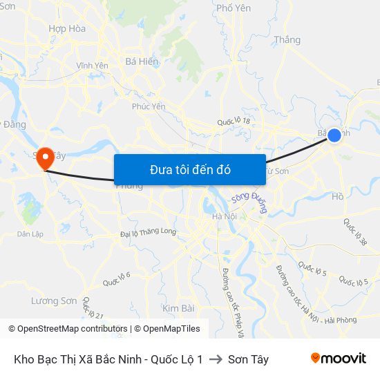 Kho Bạc Thị Xã Bắc Ninh - Quốc Lộ 1 to Sơn Tây map