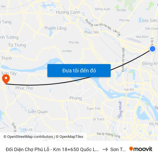 Đối Diện Chợ Phủ Lỗ - Km 18+650 Quốc Lộ 3 to Sơn Tây map