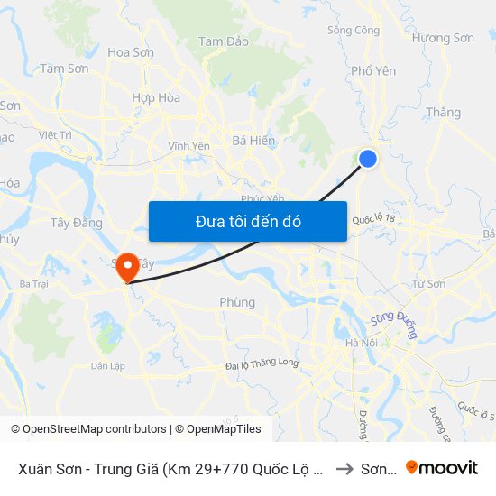 Xuân Sơn - Trung Giã (Km 29+770 Quốc Lộ 3) Cột Điện Hk3/20c to Sơn Tây map