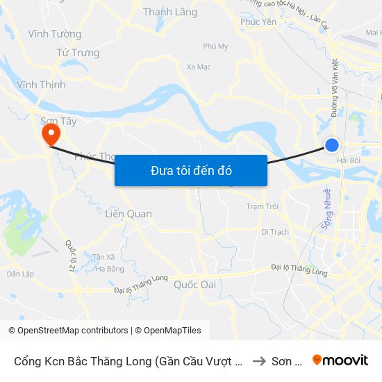 Cổng Kcn Bắc Thăng Long (Gần Cầu Vượt Bộ Hành) to Sơn Tây map