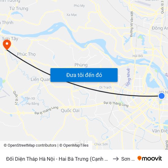 Đối Diện Tháp Hà Nội - Hai Bà Trưng (Cạnh 56 Hai Bà Trưng) to Sơn Tây map