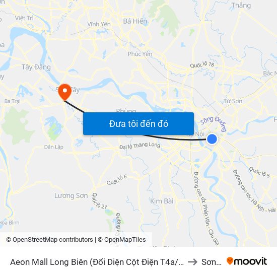 Aeon Mall Long Biên (Đối Diện Cột Điện T4a/2a-B Đường Cổ Linh) to Sơn Tây map