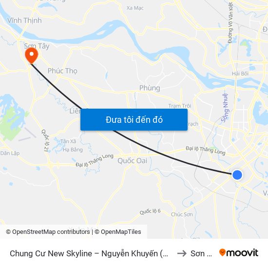 Chung Cư New Skyline – Nguyễn Khuyến (Hà Đông) to Sơn Tây map