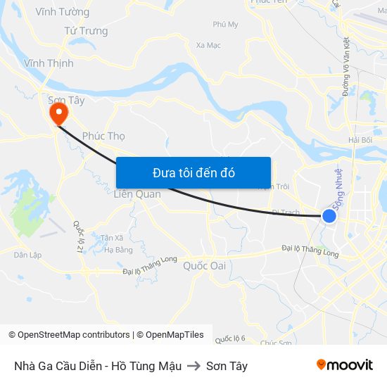 Nhà Ga Cầu Diễn - Hồ Tùng Mậu to Sơn Tây map