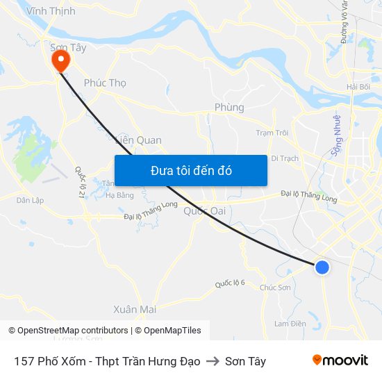 157 Phố Xốm - Thpt Trần Hưng Đạo to Sơn Tây map