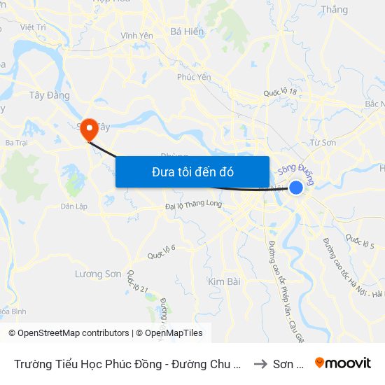 Trường Tiểu Học Phúc Đồng - Đường Chu Huy Mân to Sơn Tây map
