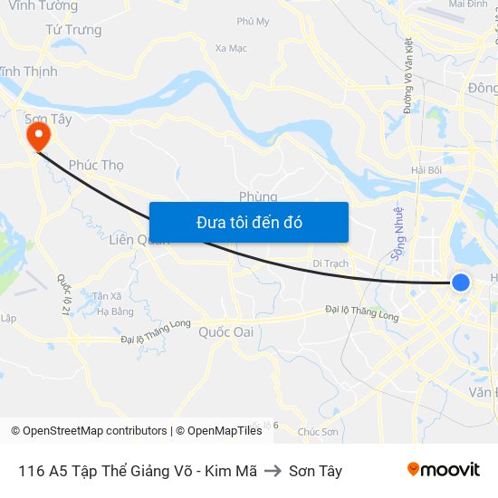 116 A5 Tập Thể Giảng Võ - Kim Mã to Sơn Tây map